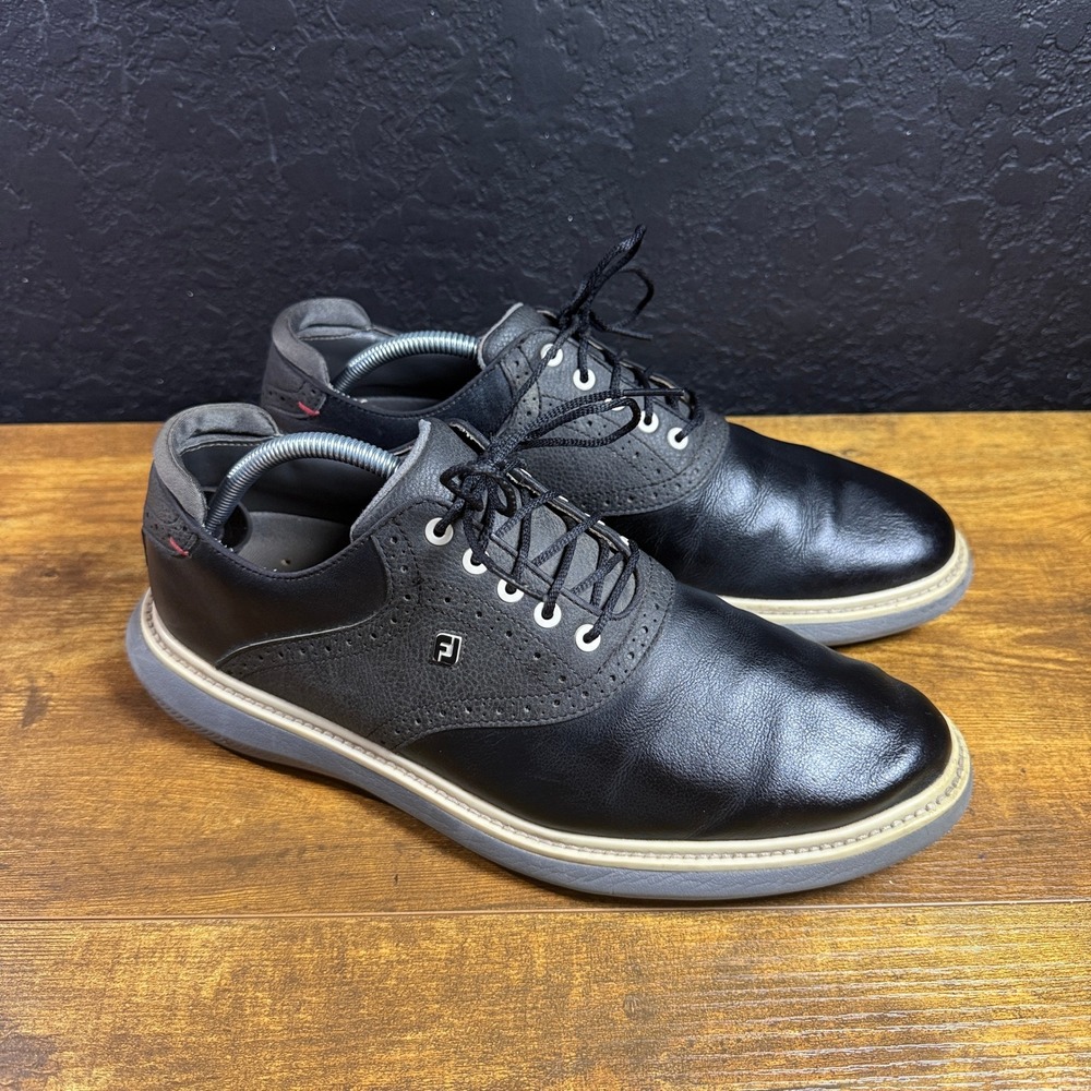 FootJoy Traditions 57904 Black Leather Spiked Golf Shoes Mens 11 M